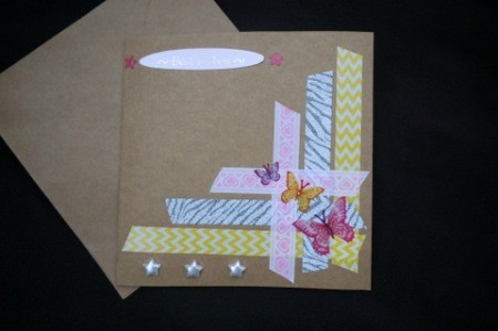 Handcrafted Greeting Card with Stickers and Tape - finished card