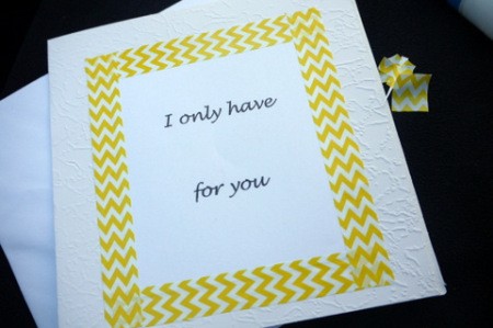 Eyes for You Greetings Card - stick decorative tape down around the paper