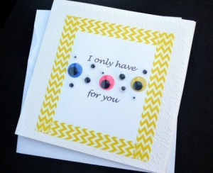 Eyes for You Greetings Card - finished card and envelope