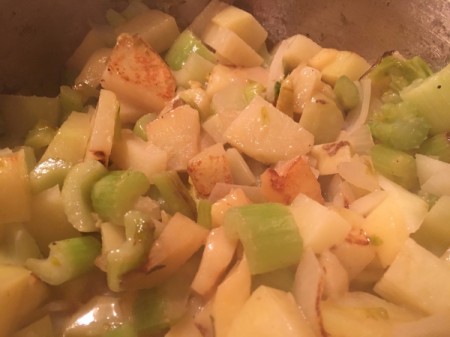 cooked Celery, onion, potatoes, and Apples