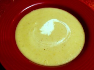 Creamy Celery Apple Soup in bowl