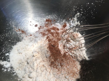 Eggnog Bread mixing dry ingredients
