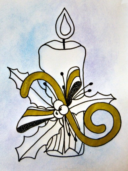 Candle of Light Christmas Card - add gold color
