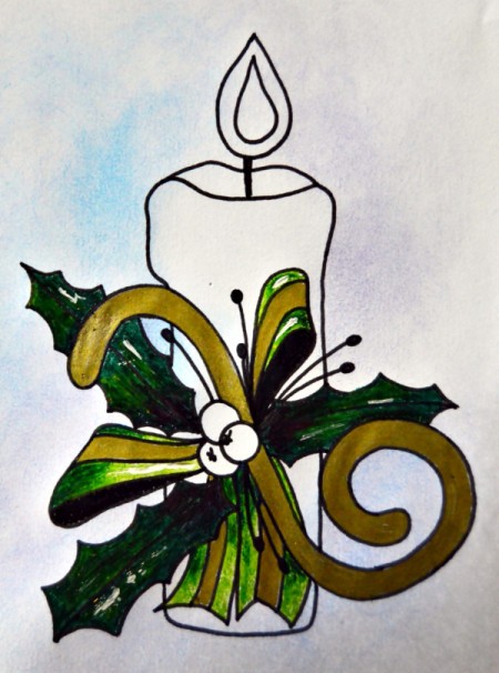 Candle of Light Christmas Card - color leaves