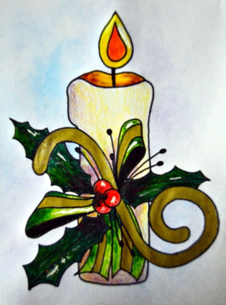 Candle of Light Christmas Card - finish coloring