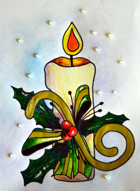 Candle of Light Christmas Card - add Dimentional Magic to background