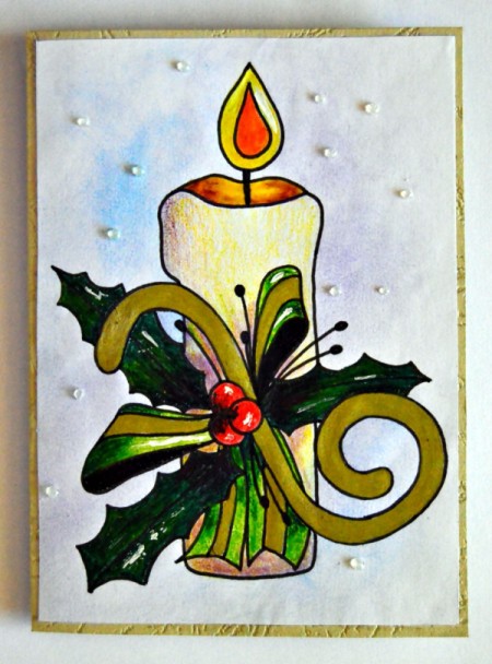 Candle of Light Christmas Card - glue finished design to front of card