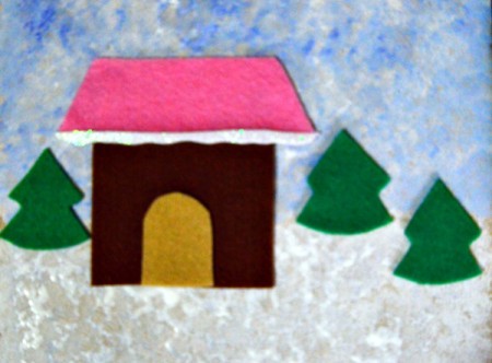 Gingerbread House Christmas Collage - felt trees