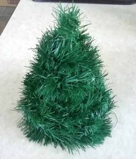 Christmas Tree Table Decoration - hat covered with garland