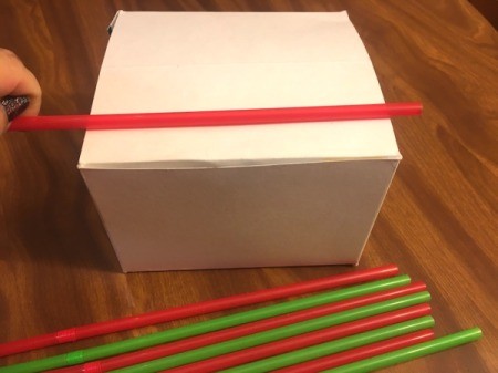 3D Straw Christmas Tree Gift Box - measure straws, bottom one should be as wide as box