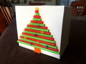 3D Straw Christmas Tree Gift Box - finished gift box