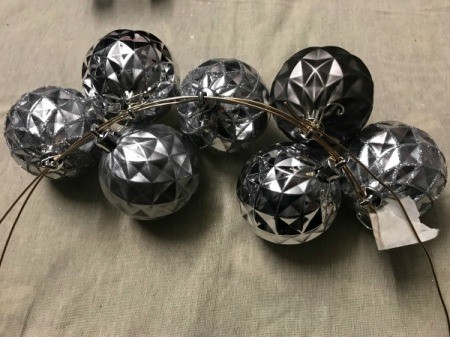 Christmas Ornaments Wreath - string ornaments onto the wire