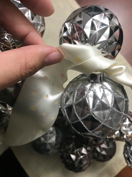 Christmas Ornaments Wreath - wrapping and intertwining ribbon