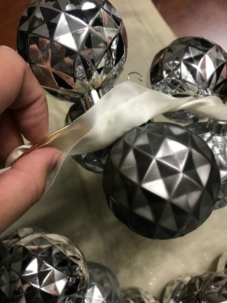 Christmas Ornaments Wreath - wrapping ribbon