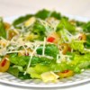 Olive Garlic Salad topped with cheese