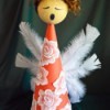 Angelica the Elegant Christmas Angel - finished angel with features and wings added