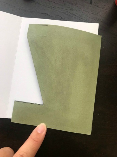 Christmas Wreath and Tree Holiday Card - apply glue to the back of the tree paper, excluding the tree area itself