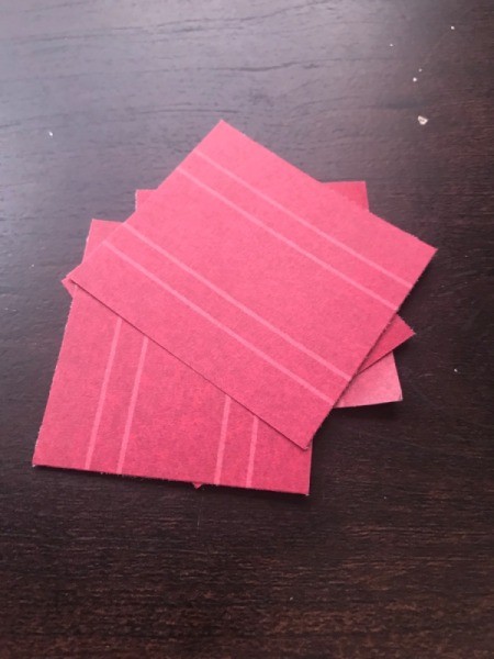 Christmas Wreath and Tree Holiday Card - 2x2" pieces of red scrapbook paper