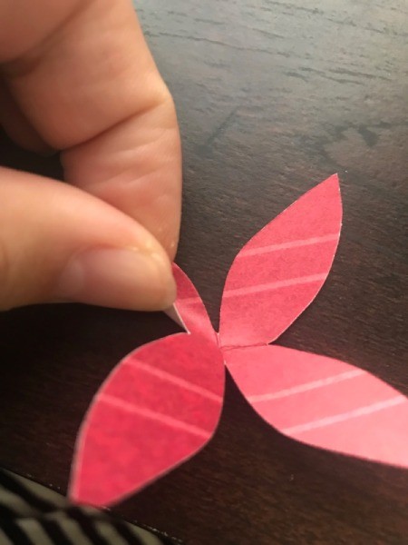 Christmas Wreath and Tree Holiday Card - crease each petal lengthwise toward center