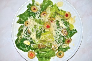Olive Garlic Salad on plate