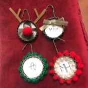 Bottle Cap Ornaments - 4 completed ornaments