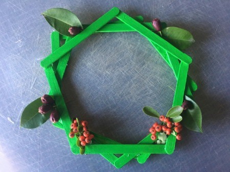 Popsicle Stick Wreath - add bits of foliage