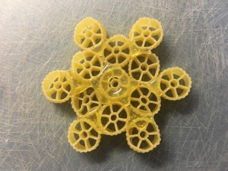 Pasta Christmas Ornaments - add a third layer of 6 around the outside