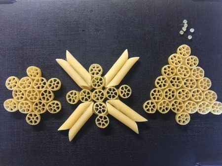 Pasta Christmas Ornaments - check to make sure pasta is well glued together and no glue shows on the front side