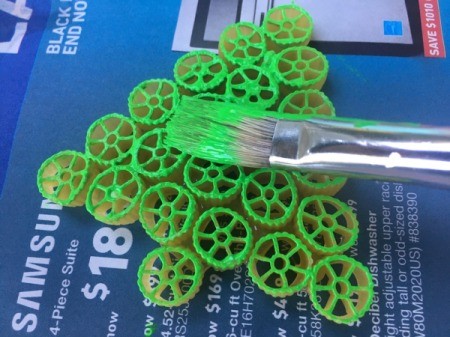 Pasta Christmas Ornaments - dab on paint using the side of the brush