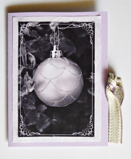 Easy Light Purple Christmas Stationery - add message and tie closed