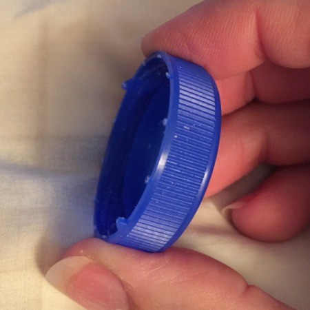 Making a Pill Container for Pocket or Purse - milk cap with roughness smoothed