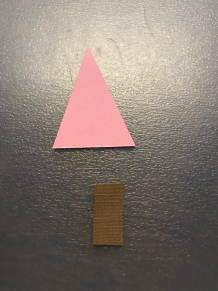 Christmas Snow Globe Card - cut pink tree and brown trunk