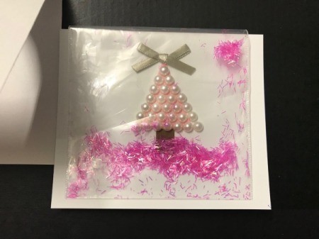 Christmas Snow Globe Card - folded out over tree
