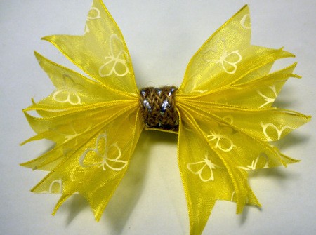 Pleated Ribbon Brooch - ribbon or braid in place as seen from front