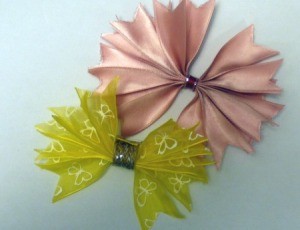 Pleated Ribbon Brooch - two finished pleated ribbon bows