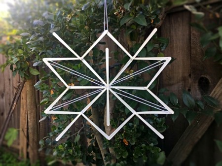 Stick and Yarn Snowflake Decoration - hang