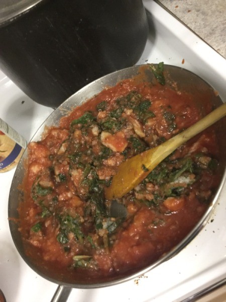 Bean and Potato Dish on stove