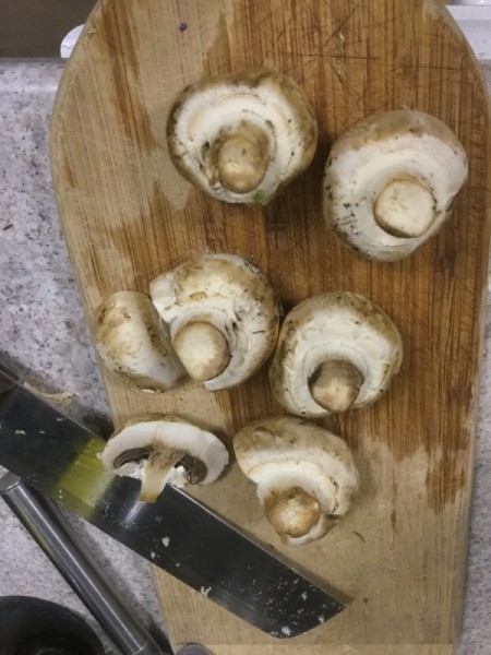 cutting mushrooms