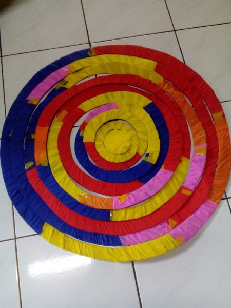 DIY Hanging Cardboard Christmas Tree - wrap rings with crepe paper or paint
