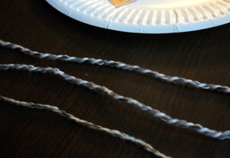 Hot Air Balloon Decoration - cut three pieces of string twice as long as you need them