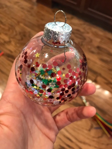 Clear Ornaments with Christmas Confetti | My Frugal Christmas