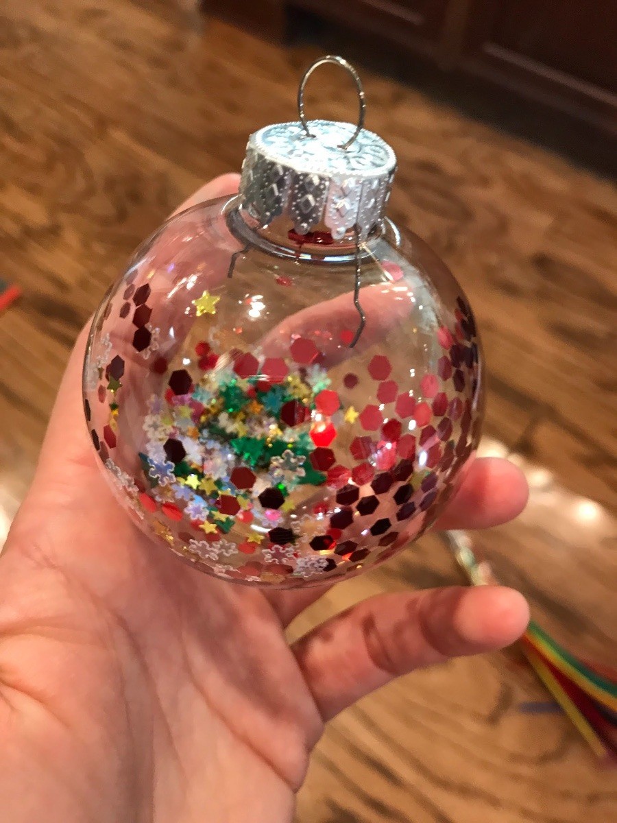 Clear Ornaments with Christmas Confetti | ThriftyFun