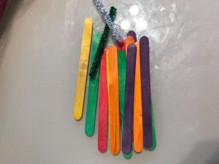 Popsicle Stick Christmas Tree Ornaments - sticks and pipe cleaners