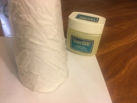 Mini String Christmas Tree - cover the plastic with a layer of petroleum jelly