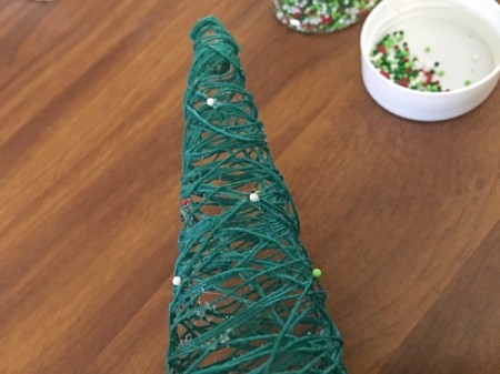 Mini String Christmas Tree - for ornaments, dab on glue and add sugar sprinkles