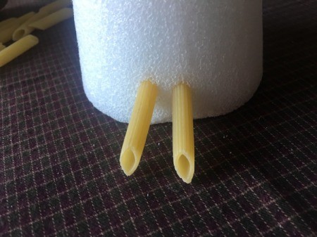 Pasta Christmas Tree - stick pasta in cone beginning at the base