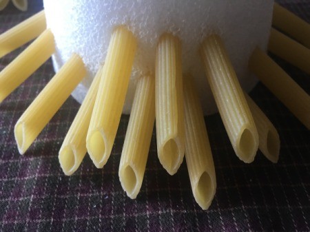 Pasta Christmas Tree - continue up staggering the pieces