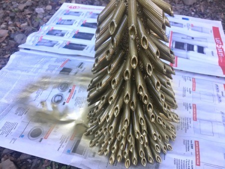 Pasta Christmas Tree - add a second coat and allow to dry
