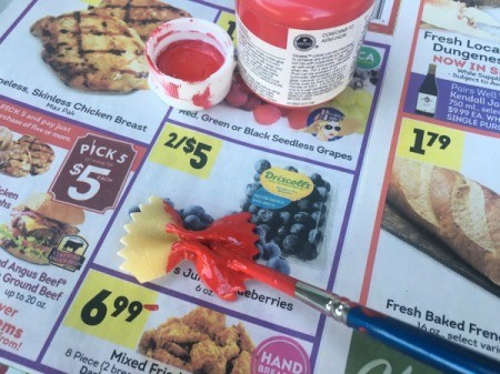 Pasta Christmas Tree - paint the bowtie pasta red