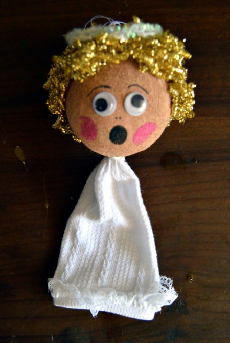 Lace Frill Sock Christmas Angel - add facial features